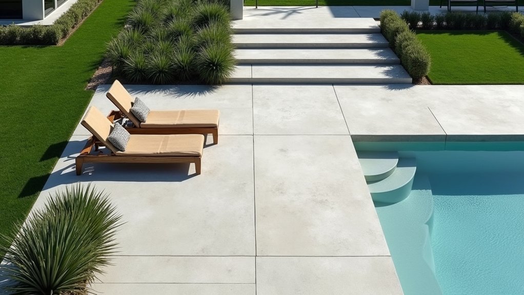 18 Beautiful Pool Landscaping Ideas to Refresh Your Outdoor Space elegant minimalist poolside decking