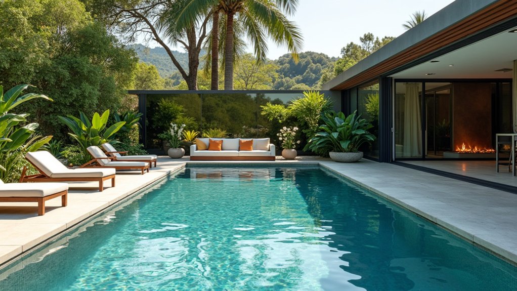 17 Unique Pool Deck Wall Decorating Ideas That Add Visual Interest elegant mirrored pool accents