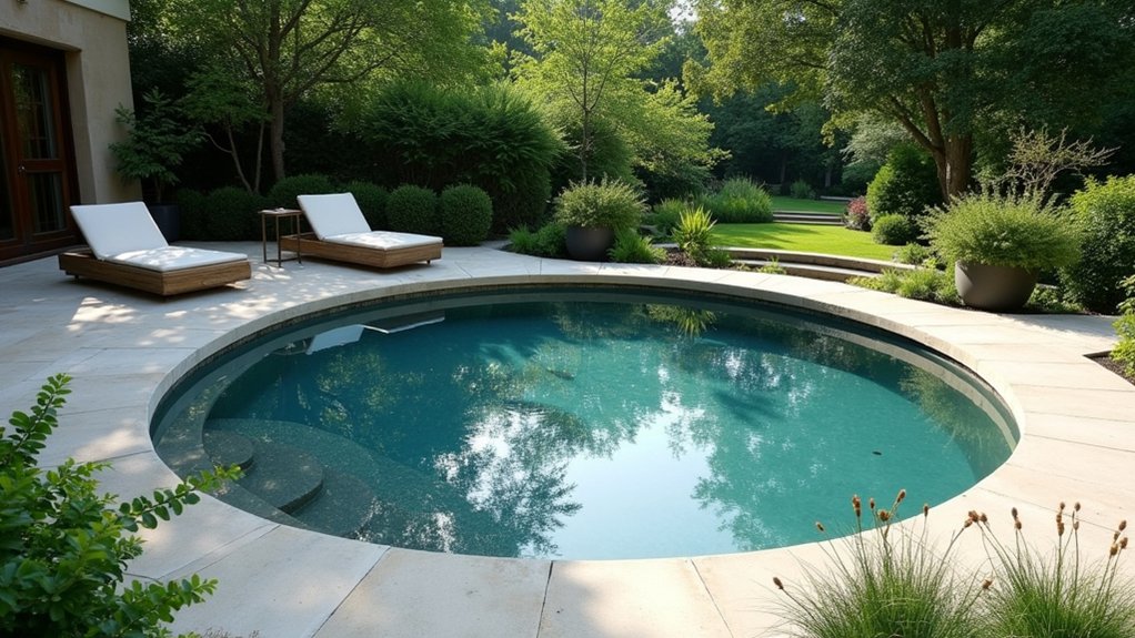 20 Round Pool Design Ideas for a Soft, Inviting Look elegant modern sunken oasis