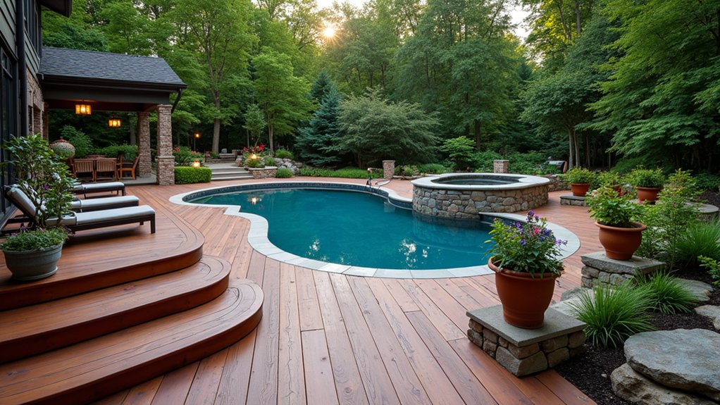 20 Clever Backyard Above Ground Pool Landscape Ideas That Work in Any Yard elegant multi level pool deck