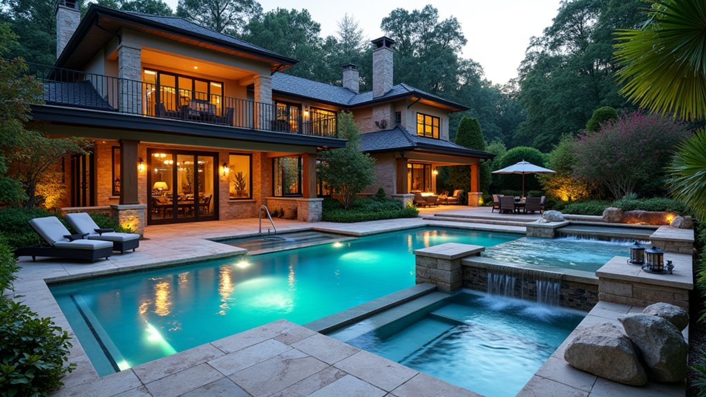 18 Pool Design Ideas With Spa Features for True Luxury elegant multi level spa pools