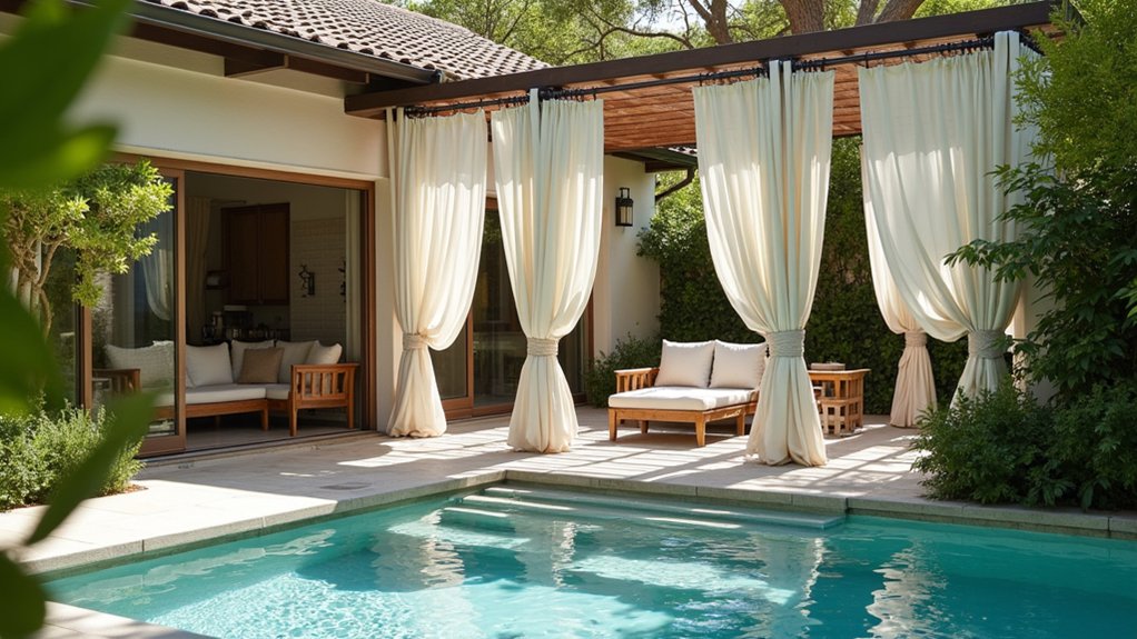 19 Smart Pool Deck on a Budget Ideas That Look Expensive elegant outdoor curtains enhance