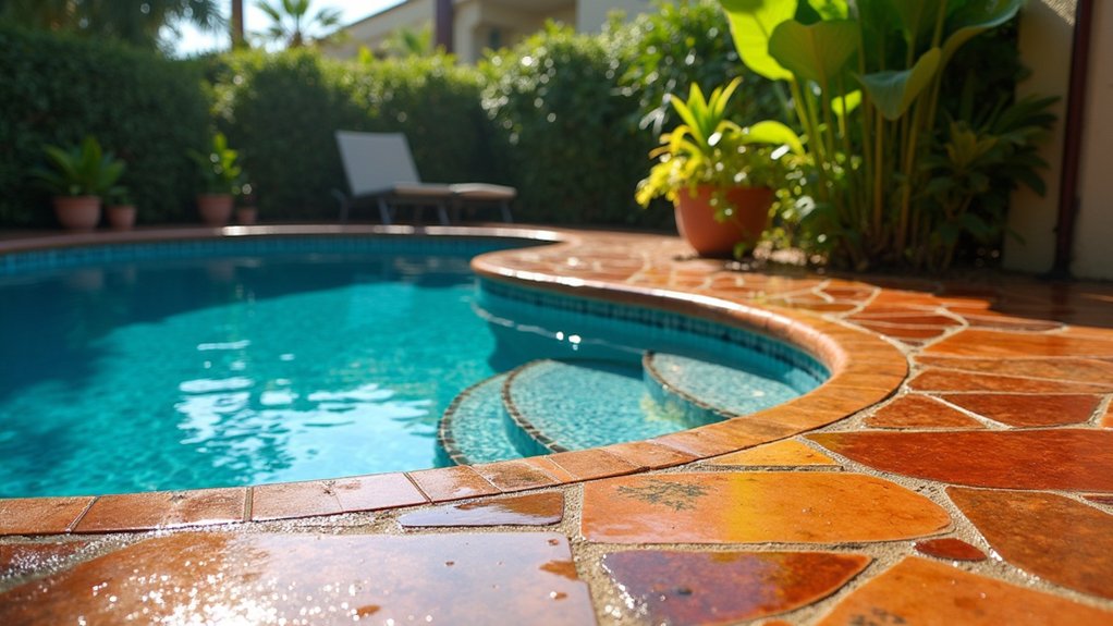 23 Tough Pool Deck Coating Ideas That Stand Up to the Elements elegant pool deck enhancement
