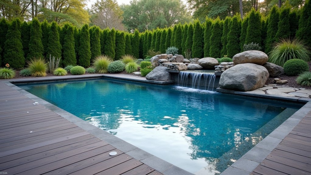 18 Sophisticated Landscaping Around Inground Pool Designs That Flow Beautifully elegant poolside decking solutions