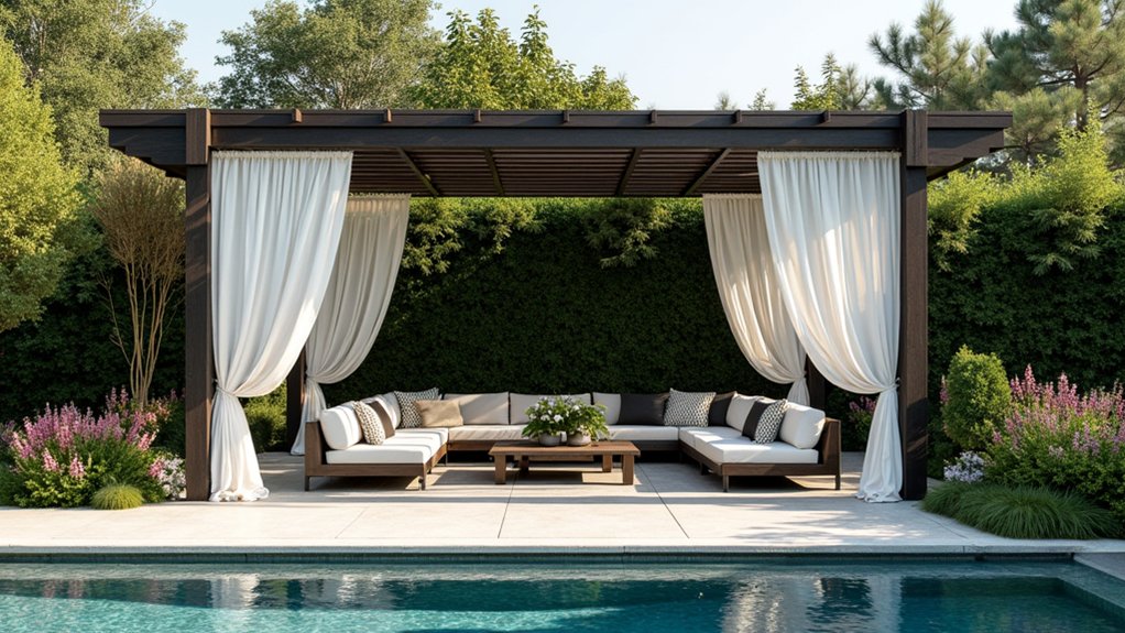 20 Smart Pool Landscaping for Privacy That Still Looks Great elegant poolside pergola retreat