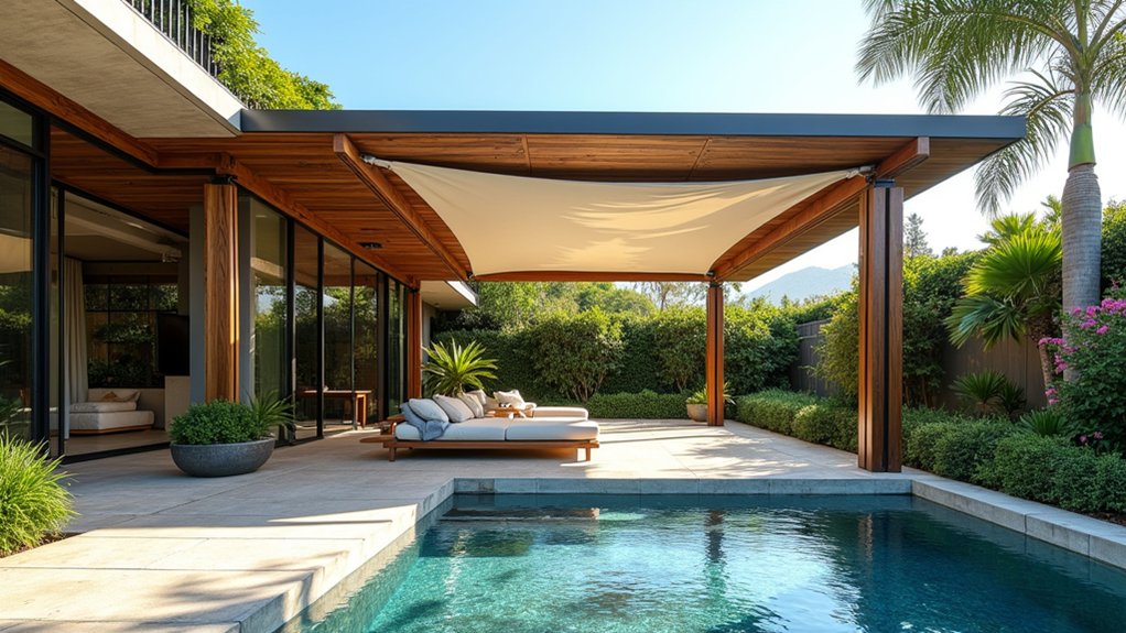 21 Clever Pool Deck Shade Ideas for Cool Summer Days elegant poolside shade solution