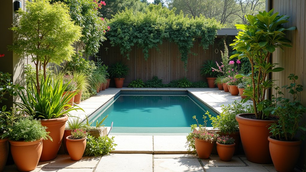 20 Clever Small Backyard Pool Landscaping Ideas That Maximize Space elegant potted plant arrangements