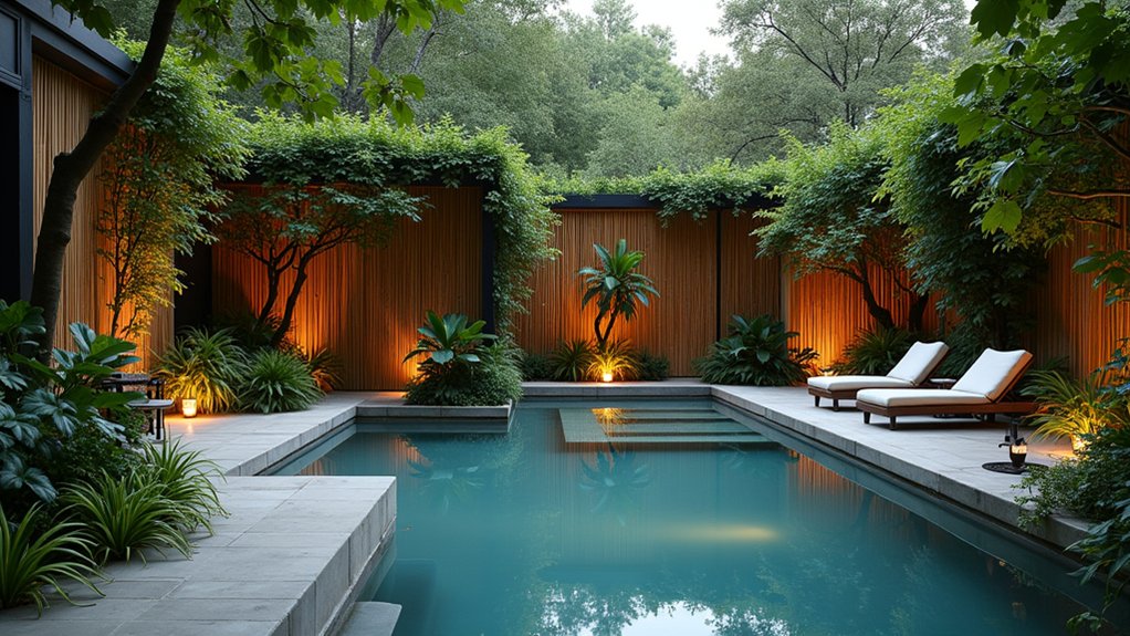 20 Clever Small Backyard Pool Landscaping Ideas That Maximize Space elegant privacy for intimacy
