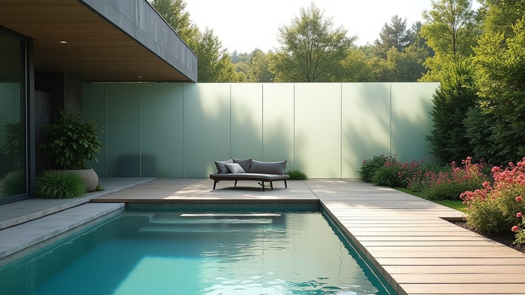 23 Smart Pool Deck Privacy Ideas That Still Feel Open elegant privacy with light
