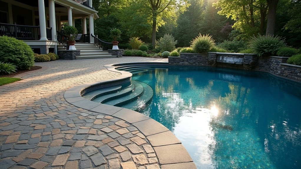 21 Elegant Pool Deck Pavers That Add Texture and Style elegant seamless poolside retreat