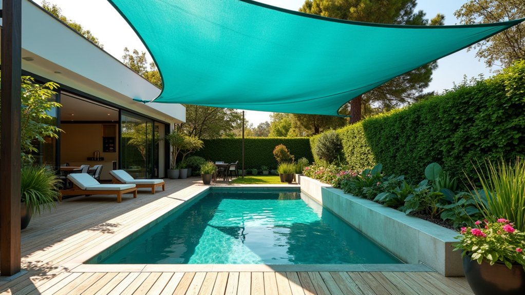 15 Clever Cheap Pool Landscaping Ideas That Stretch Your Dollar elegant shade sail installation