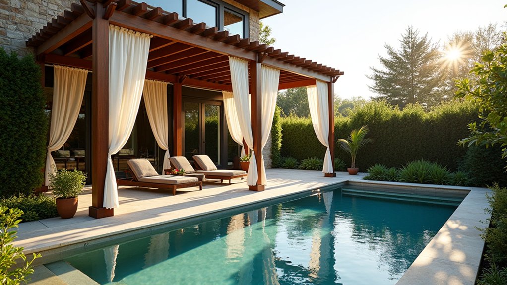 19 Stylish Above Ground Pool Deck Ideas That Elevate Your Backyard Look elegant shaded outdoor retreat