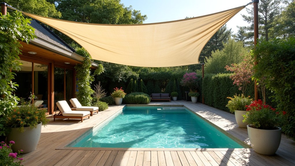 21 Clever Pool Deck Shade Ideas for Cool Summer Days elegant shaded poolside oasis