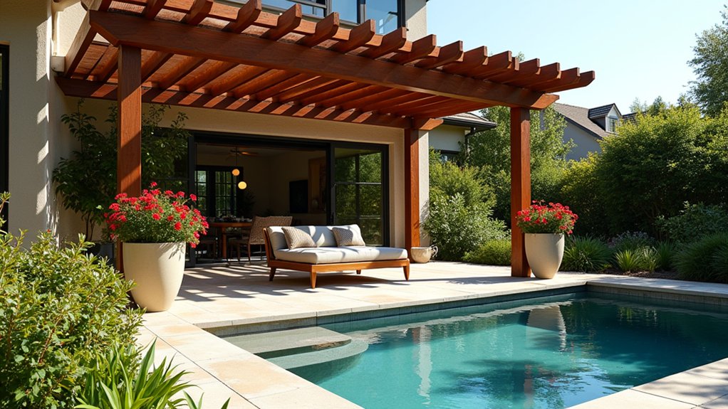 23 Creative Above Ground Pool Deck Small Yard Solutions That Work elegant shaded poolside retreat