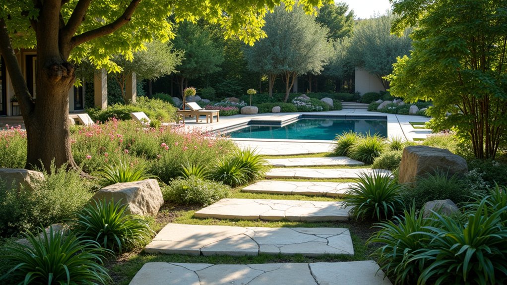18 Beautiful Pool Landscaping Ideas to Refresh Your Outdoor Space elegant stone garden pathways