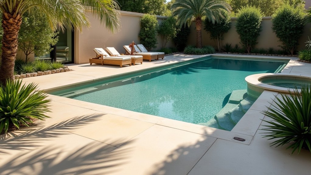 19 Trendy Pool Deck Paint Colors That Set the Mood elegant taupe pool retreat