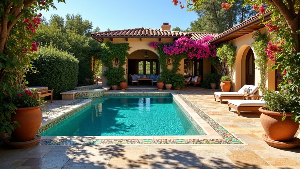 20 Elegant Mediterranean Pool Landscaping Ideas Full of Timeless Charm elegant tiled pool deck