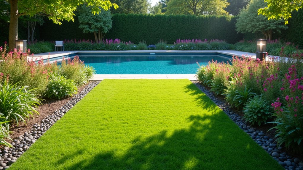 23 Fresh Pool Landscaping With Turf for a Lush, Low-Maintenance Look elegant turf pathway design
