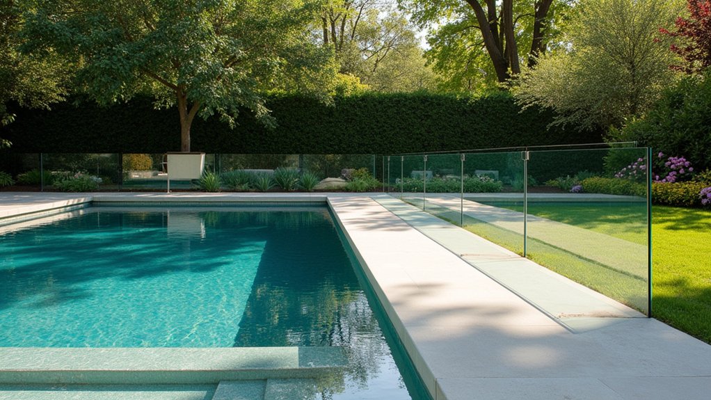 23 Seamless Pool Deck Extension Ideas for a Bigger Backyard Feel elegant unobstructed glass railings