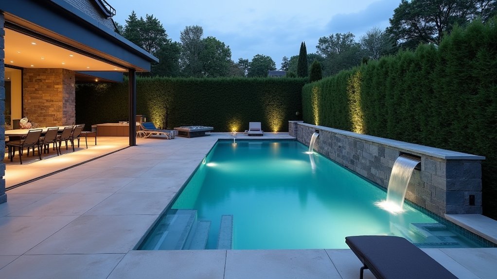 23 Striking Modern Pool Deck Ideas for a Sleek Backyard Finish elegant waterfall backyard oasis