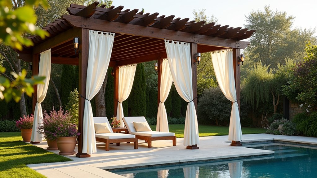 17 Elegant Pool Deck Pergola Designs That Add Structure and Shade elegant wooden pergola retreat