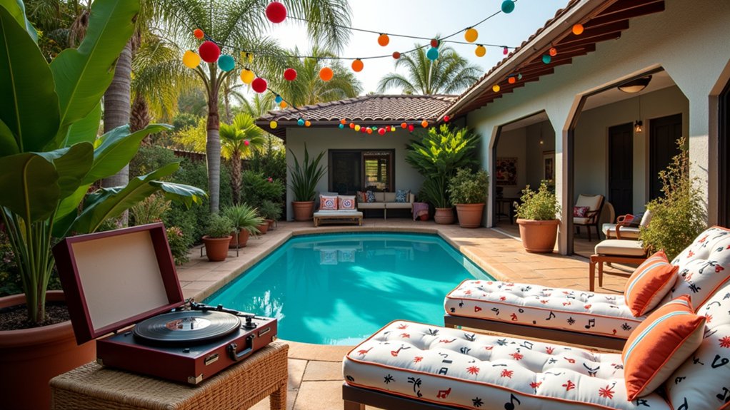 19 Fun Pool Deck Decorating Ideas to Add Personality to Your Space elevate atmosphere with music