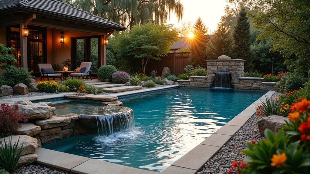 18 Budget-Savvy Stock Tank Pool Landscape Ideas That Pack a Punch elevate pool with water feature