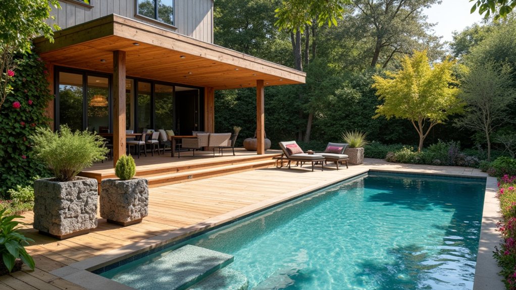 23 Creative Pool Landscaping Inspiration Ideas to Spark Your Vision elevated outdoor relaxation space