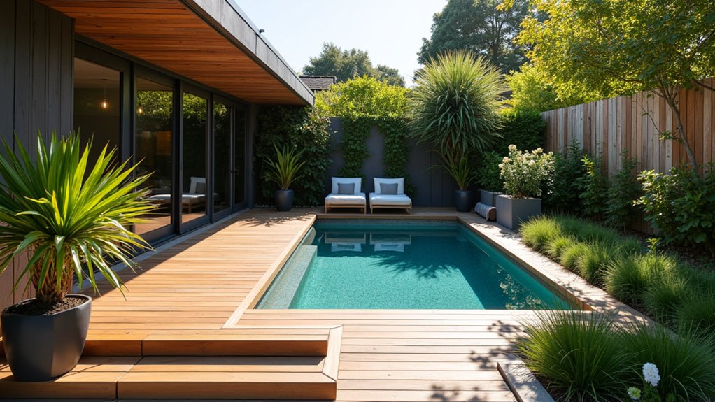 23 Creative Above Ground Pool Deck Small Yard Solutions That Work elevated poolside relaxation experience