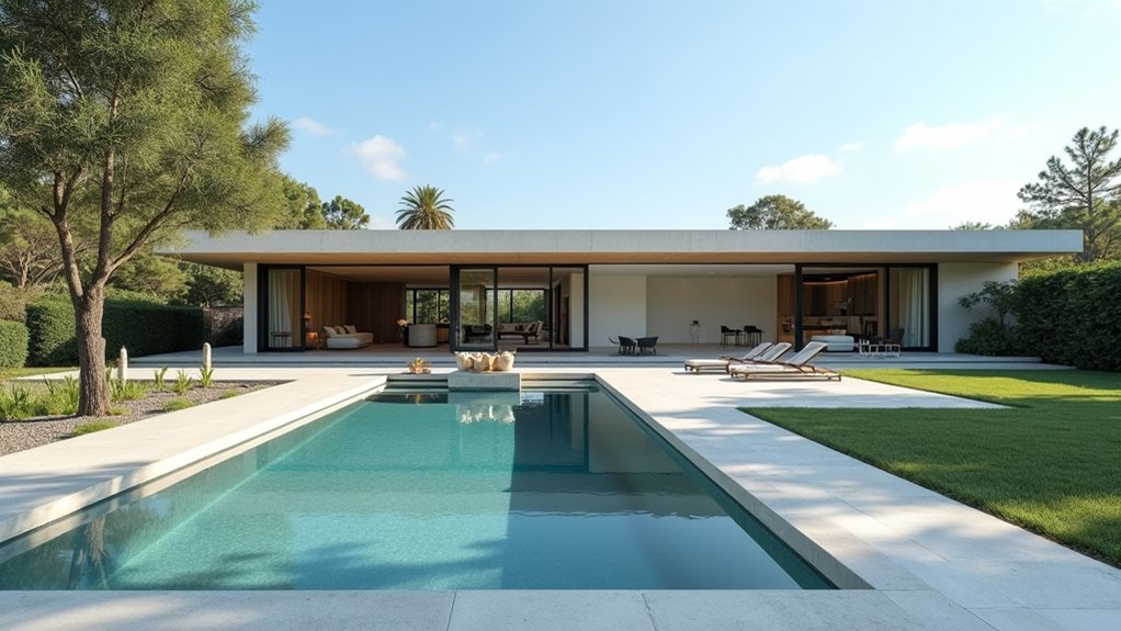 18 Sleek Minimalist Pool Landscaping Ideas That Keep It Simple embrace serene open spaces