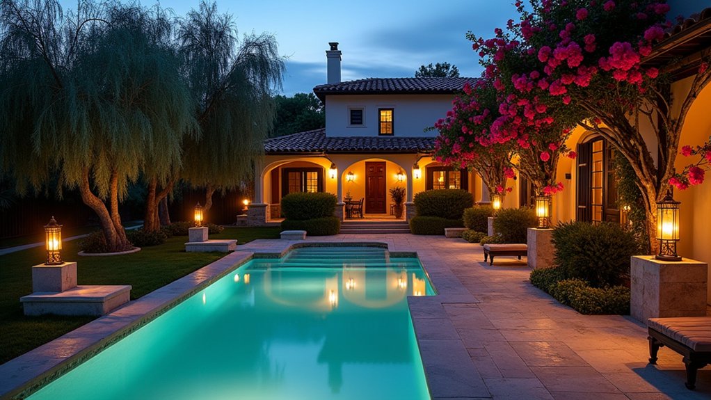 20 Elegant Mediterranean Pool Landscaping Ideas Full of Timeless Charm enchanting mediterranean pool lighting