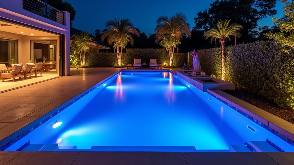 20 Concrete Pool Ideas That Are Built to Last enchanting nighttime pool ambiance