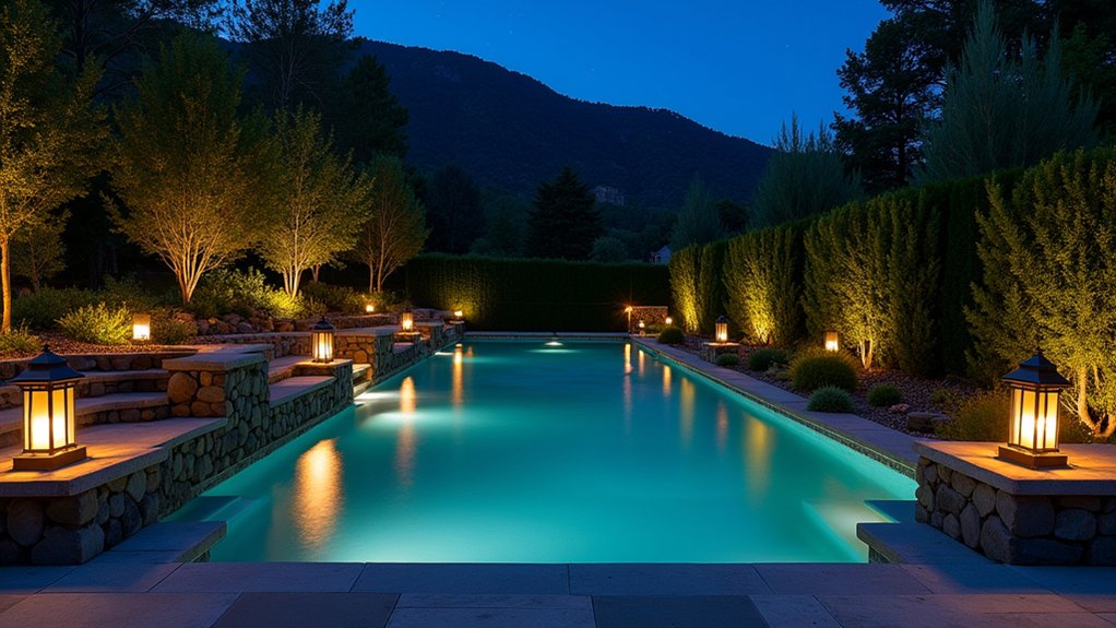 23 Natural Pool Design Ideas That Embrace Organic Beauty enchanting nighttime pool illumination