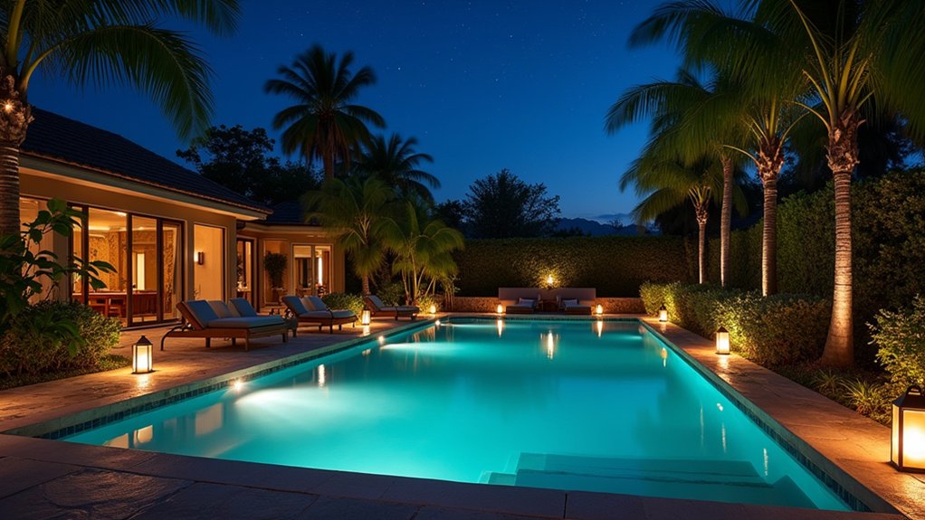 18 Beautiful Outdoor Pool Ideas for the Perfect Backyard Retreat enchanting nighttime pool lighting
