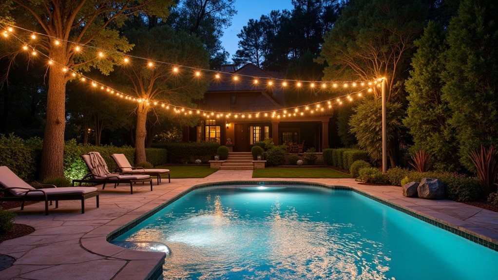 23 Creative Pool Ideas on a Budget That Still Look Luxurious enchanting outdoor string lighting
