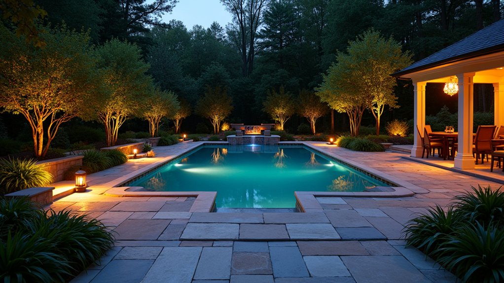 23 Seamless Pool Deck Extension Ideas for a Bigger Backyard Feel enchanting pathway lighting solutions