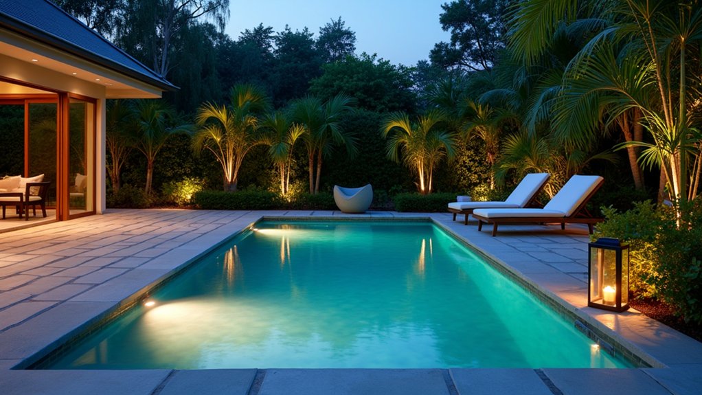 20 Elegant Pool Landscaping Design Ideas That Feel Effortless enchanting pool landscape lighting