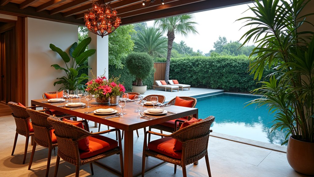 23 Tropical Pool Design Ideas to Escape to Island Vibes enchanting poolside dining experience