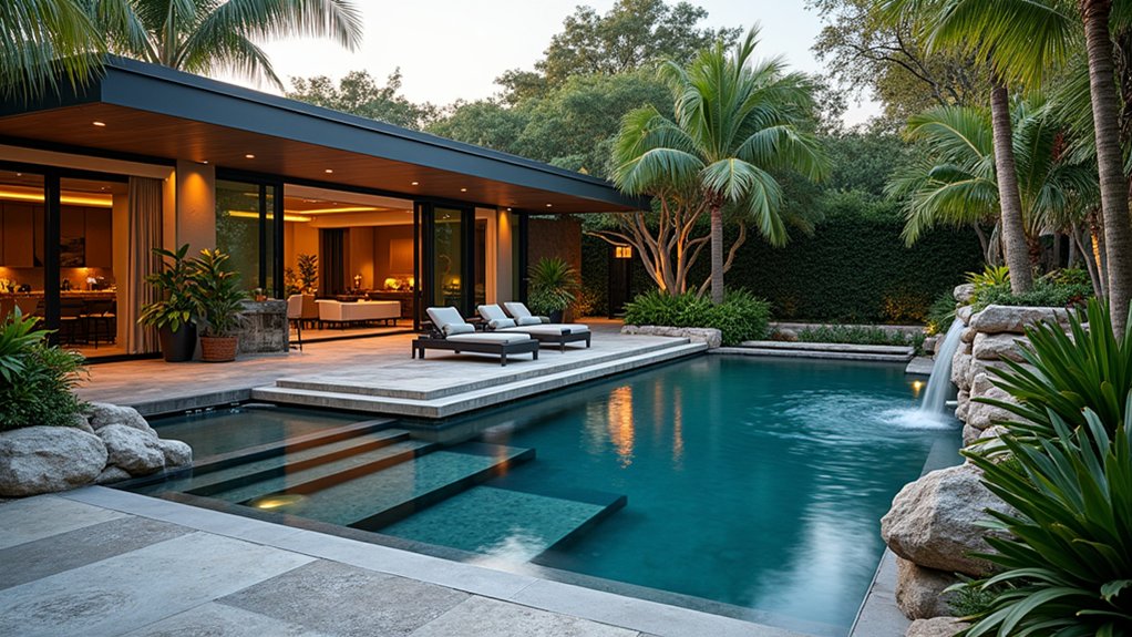 23 Fresh Pool Deck Renovation Ideas That Completely Transform Your Yard enchanting poolside water feature