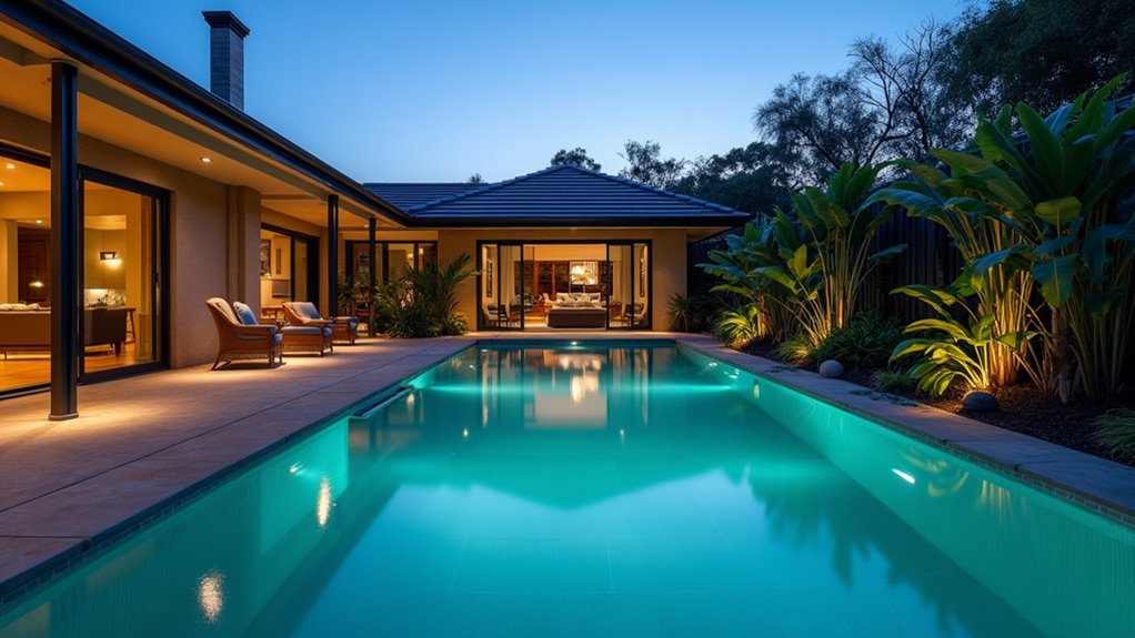 20 Breezy Australian Pool Landscaping Ideas for Laid-Back Vibes enchanting underwater lighting ambiance