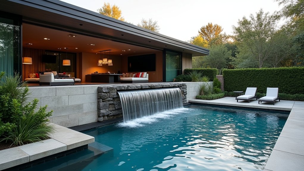 15 Sleek Modern Pool Ideas to Elevate Your Backyard Design enchanting waterfall pool features