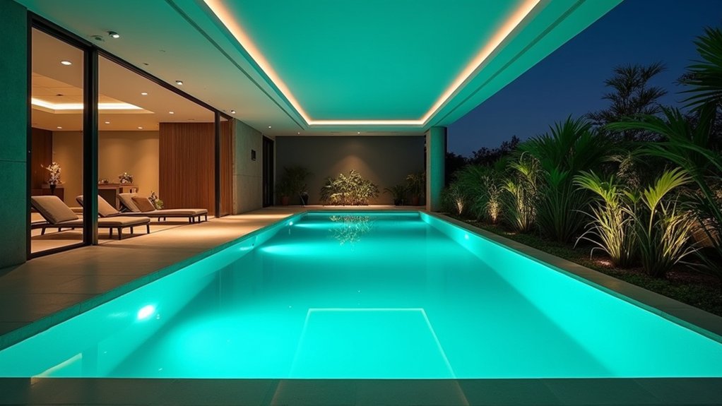 23 Indoor Pool Design Ideas for Year-Round Enjoyment ethereal underwater lighting ambiance