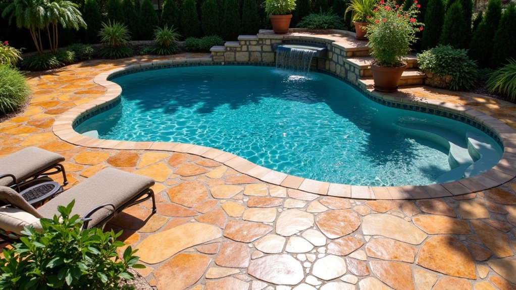17 Creative Pool Deck Resurfacing Ideas for a Fresh New Look faux stone pool deck