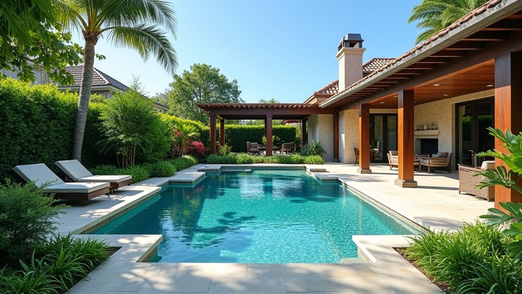 23 Functional Fiberglass Pool Landscape Ideas That Complement the Shape fiberglass pool landscaping ideas