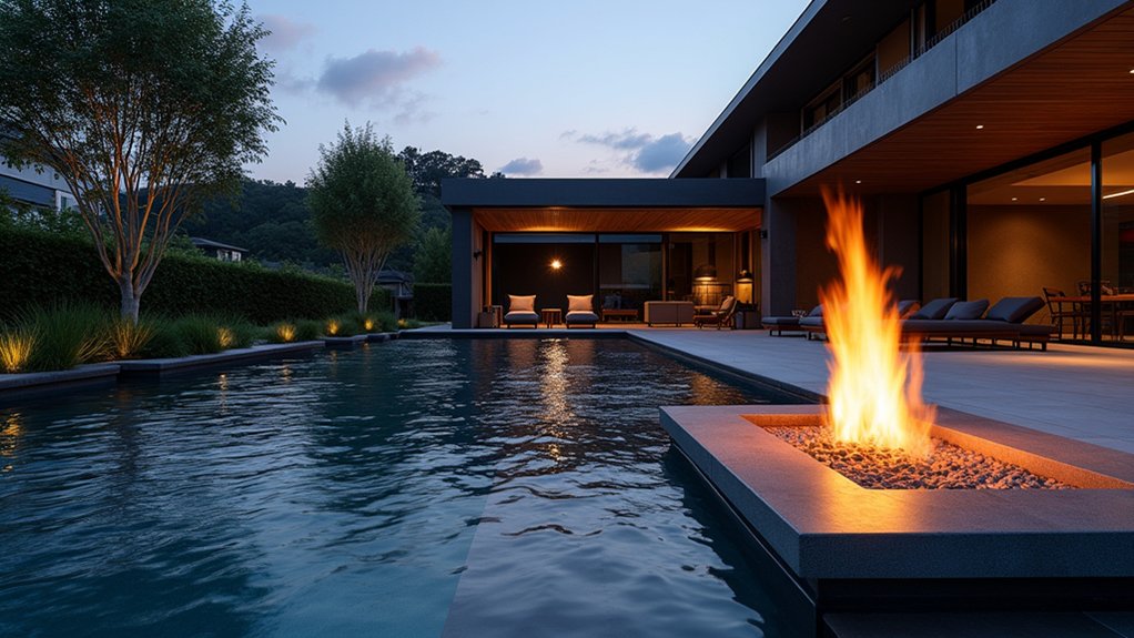 20 Contemporary Pool Design Ideas for Stylish Homes fire and water elegance