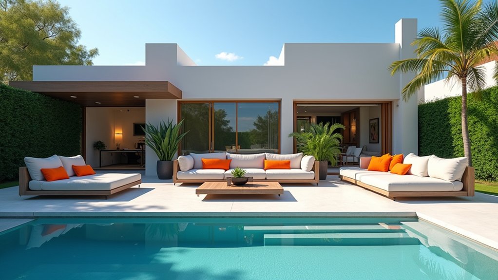 19 Functional Pool Deck Furniture Layout Designs That Maximize Comfort flexible modular pool furniture