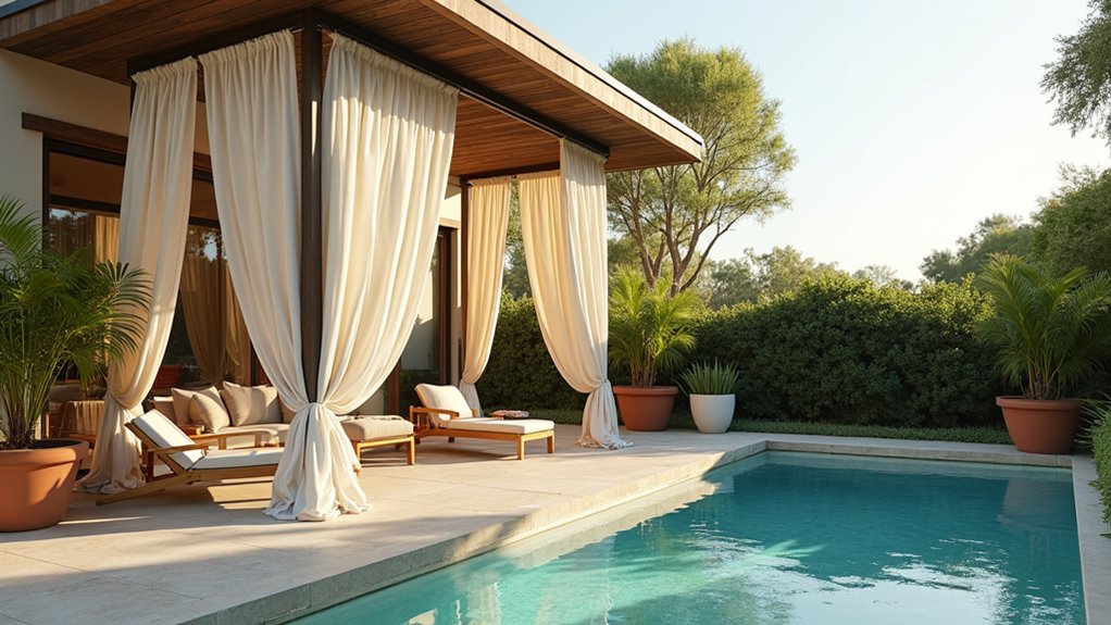 21 Clever Pool Deck Shade Ideas for Cool Summer Days flexible shade elegant privacy