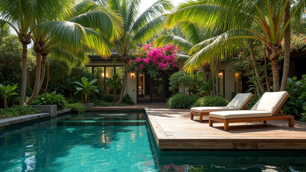 23 Tropical Pool Ideas to Create a Backyard Paradise floating deck for relaxation