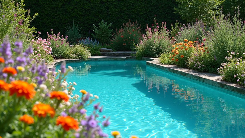 20 Vibrant Pool Landscaping With Flowers to Add Color and Charm fragrant perennials enhance relaxation