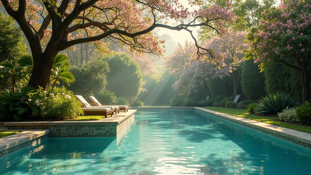 15 Inviting Pool Landscaping With Trees for Shade and Serenity fragrant retreat by poolside